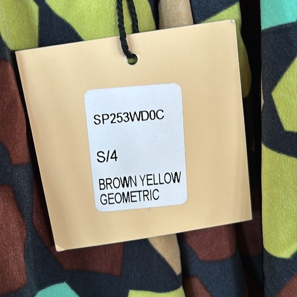 Brand New Unique Vintage Smak Parlour Brown Yellow Geometric 70s Mod Dress - Picture 6 of 15